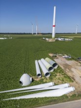 Repowering, dismantled Enercon E-58 wind turbine in a wind farm near Issum, 9 older wind turbines