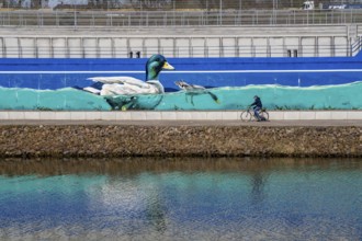 Stormwater overflow basin on Osterfelder Straße in Oberhausen, on the Rhine-Herne Canal and the