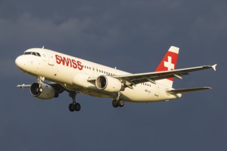 Aircraft approaching Zurich Airport. Registration: HB-IJJ, SWISS, AIRBUS A320-200, Zurich,