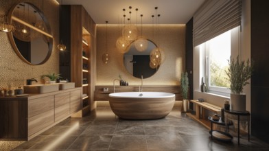 Luxurious custom bathroom upgrade interior, generative AI, AI generated