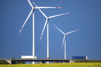 RWE Windpark Jüchen A44n, Garzweiler wind farm, at the Garzweiler opencast lignite mine, on the A44