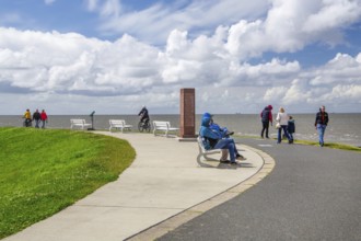 Dike promenade on the Wadden Sea in the district of Döse, North Sea spa town of Cuxhaven, North Sea