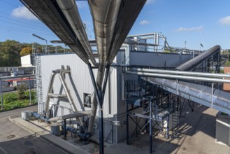 Digester, pipelines of the biogas plant of the company Reterra, biogas is produced in a digester