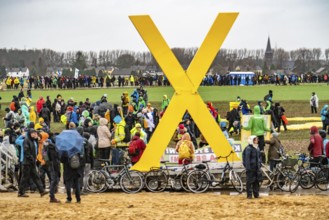 Demonstration against the demolition of the lignite village of Lützerath, from the village of