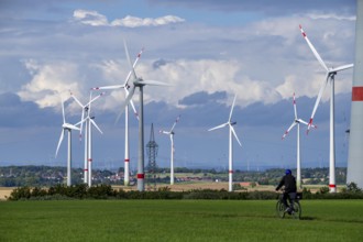 Wind farm near Radlinghausen, part of the town of Brilon, North Rhine-Westphalia, Germany, Europe