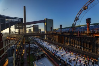 Ice rink at the Zollverein coking plant, Zollverein World Heritage Site, Essen, Germany, Europe