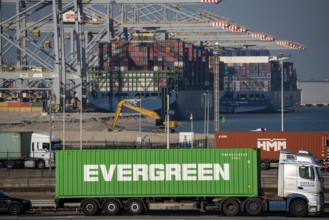 The seaport of Rotterdam, Netherlands, deep-sea port Maasvlakte 2, on an artificial land area off