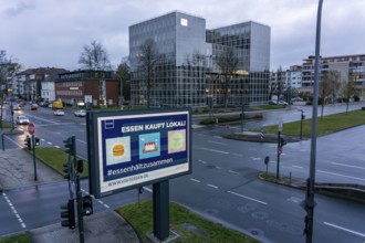 Appeal by the city of Essen to buy local, Essen sticks together, advertising campaign, LED roadside