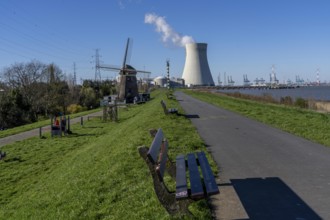 The Doel nuclear power plant on the Scheldt, one of two nuclear power plants in Belgium, consists