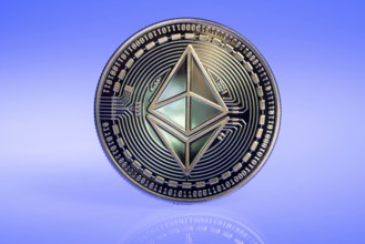 Ethereum, ETH, cryptocurrency, symbol coin, optical placeholder for the digital currency,