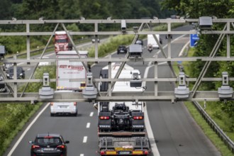 Sensors on a toll bridge, for recording motorway tolls, on the A43 motorway near Dülmen,