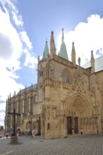 Gothic UNESCO DOM and virgin portal with tympanum, church portal with fittings and decorations, St