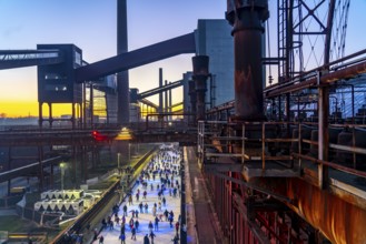 Ice rink at the Zollverein coking plant, Zollverein World Heritage Site, Essen, Germany, Europe