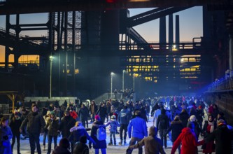 Ice rink at the Zollverein coking plant, Zollverein World Heritage Site, Essen, Germany, Europe