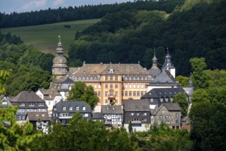 Bad Berleburg, in the district of Siegen-Wittgenstein, Rothaargebirge, Sauerland, upper town, with