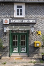 Gasthof zur Post, in the Sauerland, Arnsberg Forest, letterbox, postbox, public telephone, North