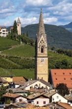 The village of Tramin on the wine route, in South Tyrol, wine-growing region of Gewürztraminer,