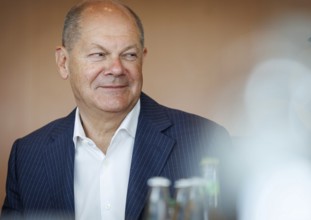 Olaf Scholz, Federal Chancellor, pictured at the start of a cabinet meeting in the Federal