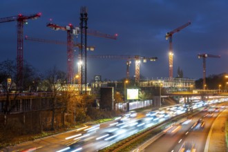 Major construction site in Düsseldorf, on the B8, Danziger Straße, construction of a residential