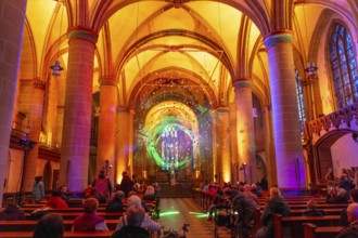 Essen Light Festival, in the city centre, light art light and blessing, in Essen Cathedral, by the