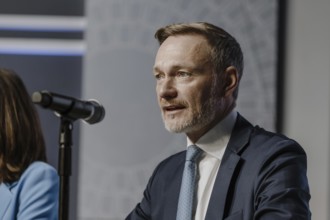 Christian Lindner (FDP), Federal Minister of Finance, photographed during the press conference on