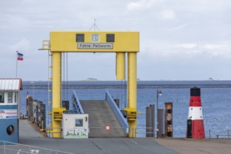 Pellworm ferry terminal, harbour, Strucklahnungshörn, Nordstrand, North Frisia, Schleswig-Holstein,