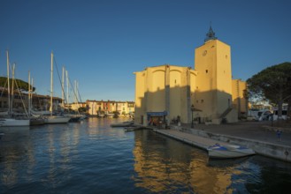 Panorama, Sunset, Port Grimaud, Bay of St. Tropez, Département Var, Cote d'Azur,