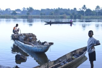 River transport on the Pangalanes canal, Mananjary, Madagascar, Africa