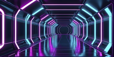 3d rendering of architecture visualization of a futuristic passageway, AI generated