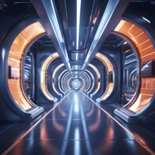 3d rendering of architecture visualization of a futuristic passageway, AI generated