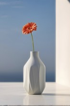 Minimalist ceramic vase composition with a single flower, AI generated