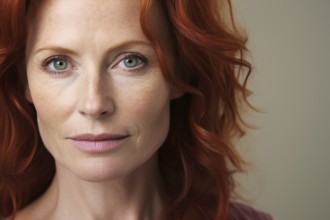 Portrait of beautiful middle aged woman with red hair. KI generiert, generiert AI generated