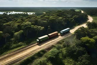 Trucks loaded with freshly cut timber wind through the narrow paths of the diminishing amazon