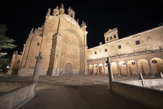 Dominican convent of San Estaban by night, Salamanca, province of Salamanca, Castile and Leon,