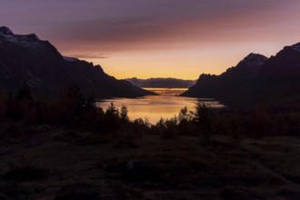 Sunset at the Ersfjord near Tromso, September 2024, Norway, Europe