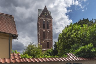 Remaining tower of St Mary's Church, built from 1260-70, St Mary's Churchyard, Wismar,