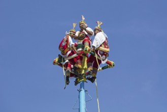 Danza de los Voladores, Dance of the Flyers, flying men of Papantla performing ancient Mesoamerican