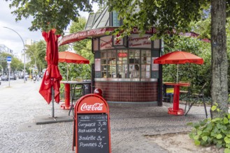 Currywurst and other sausages, traditional snack bar Hasenecke. Berlin, Germany, Europe