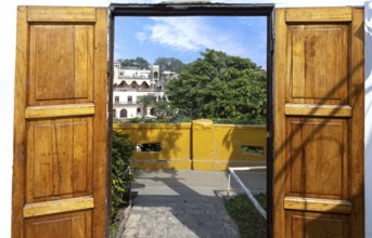 Peru. Lima, colorful streets near Bridge of Sighs, Puente de los Suspiros historic district