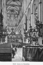 Nave of St Mary's Church, Hanseatic City of Lübeck, Gothic, window, pulpit, altar, ornamentation,