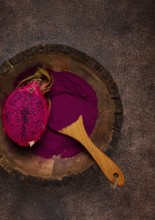 Pitaya powder, dragon fruit, freeze-dried powder, top view, no people