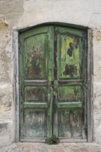 Old dilapidated entrance door, old town centre, Matera, Basilicata, southern Italy, Italy, Europe