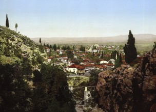 Overview of the city of Bursa in Turkey, View from 1885, Historical, digitally restored