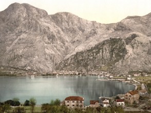 Cattaro, today Kotor, seen from the west, Dalmatia, now Montenegro, Austro-Hungary, digitally