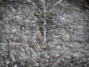 Candle wax on the floor, Mariengrotte at the pilgrimage church, Gößweinstein, place of pilgrimage