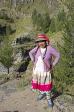 Peruvian woman, 38 years old, in traditional dress in the Andean highlands, Canas province, Peru,