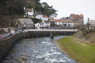 River Lyn and village of Lynmouth, Devon, England, United Kingdom, Europe