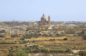 Rotunda domed roof of church of St John the Baptist, village of Xewkija, island of Gozo, Malta,