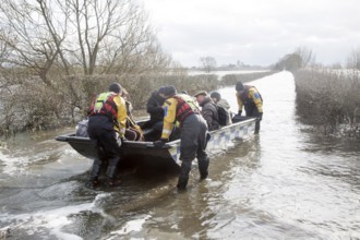 Flooding on the Somerset Levels, England in February 2014, Huish Episcopi humanitarian support boat