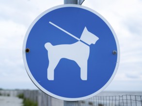 Dog leash sign, Norddeich, East Frisia, Lower Saxony, Germany, Europe